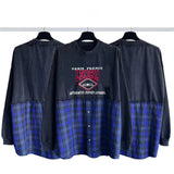 Men T-shirts Spring and Autumn Paris Red Embroidered Splicing Shirt Sweater Long Sleeve