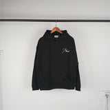 Rhude Hoodie Micro Label Letter Embroidered Fleece Hooded Sweater