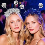 Themed Party Supplies Christmas Colorful Disco Ball Headband – 80s Themed Party Tinsel Hair Accessory