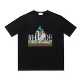 Rhude T Shirt Sailing Coconut Tree Print Short Sleeve T-Shirt