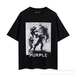 Purple Brand T ShirtsPurple Micro Label Letter Pattern Printed Short Sleeve T-Shirt