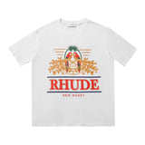 Rhude T Shirt Parrot Wheat Ear Letter Print Short Sleeve T-Shirt