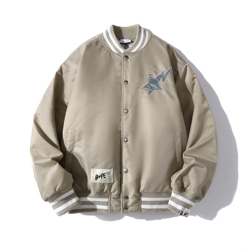 Bath Ape Coat Embroidered Logo Leather Base Uniform for Men and Women
