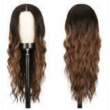 Women'S Wigs Silicone Mesh Lace gradual change Water ripple Long curly hair T Part Chemical fiber Headgear wigs