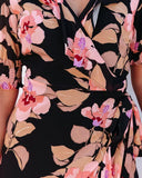 Women Dresses Breezy and Beautiful: Women's Floral Print Summer Dress with Ruffled Sleeves and Hem