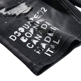 DSQ2 Short Jeans Ripped Patch Slim-fit Stretch Denim Shorts