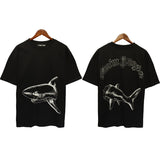 Palm Angels T Shirts Sketch Break Shark Alphabet Short Sleeve T-Shirt