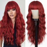 Women's Wigs Straight Bangs Long Wavy Gradient Wig