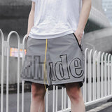 Rhude Shorts3M Reflective Letter Print Tether Elastic Casual Beach Shorts