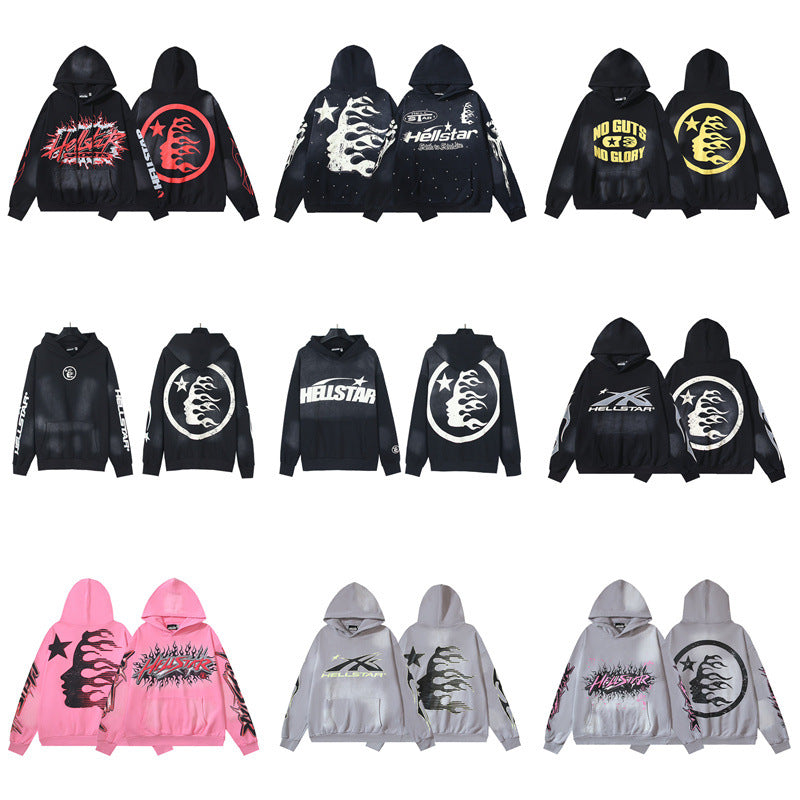 Hellstar JacketsHellstar Hoodie & Pants Wash Old Vintage Men's and Women's Loose Casual Sweater Sweatpants
