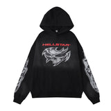 Hellstar Hoodie & Pants autumn and winter flare black flame pants hoodie