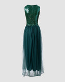 Women Party Dress Sexy Two-Piece Suit Lace Sequined Voile Dress (Ss0416)