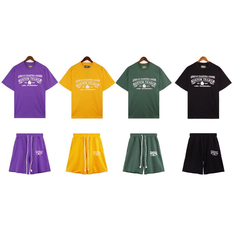 Denim Tears T Shirt Shorts Short Sleeve T-shirt Men and Women Sports Shorts Suit(Options need to be purchased separately)