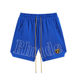 Rhude Shorts Letter Embroidered Sports Casual Beach Shorts