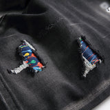DSQ2 Short Jeans Ripped Patch Slim-fit Stretch Denim Shorts