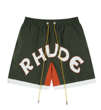 Rhude Shorts Color Matching Casual Sports Mesh Shorts