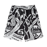 Rhude T Shirt Casual Short Sleeve Shirt Men's and Women's Shorts Shirt