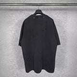 Men T-shirts Paris BB scissors print washed old short-sleeved T-shirts loose