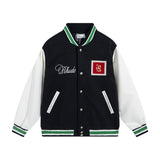 Rhude Jacket Letter Patch Embroidered Splicing Leather Sleeve Baseball Jacket