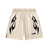 Hellstar Shorts Sports Flame Shorts Flame Print Mud Print Old Wash Loose Shorts