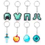 Themed Party Supplies Minecraft Keychain – Pixel Game Theme Party Decoration Acrylic Weapon & Diamond Backpack Charm