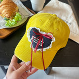 Y2k hot girl hat heavy industry stereo heart lace peaked cap patch sun visor baseball cap