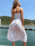 Women Dresses Fashion Casual Vacation Spaghetti Straps Skirt (Hwfs0410)