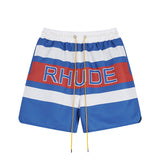 Rhude Shorts Alphabet Striped Casual Shorts Beach Shorts