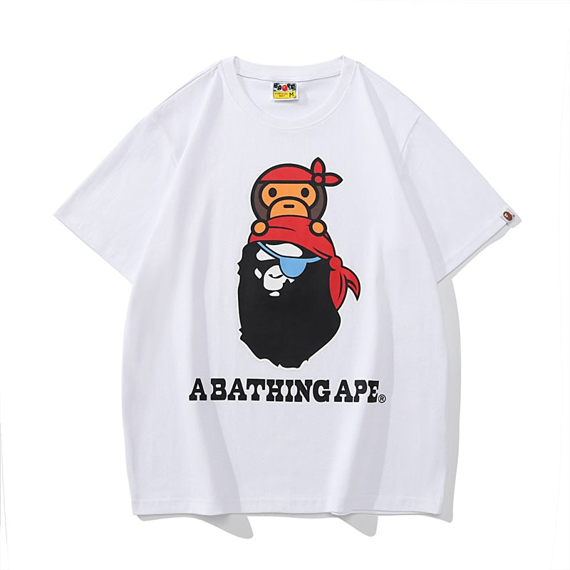 Bathing Ape T Shirt Summer, Ape Pirate Letter Print, Short Sleeve T-Shirt