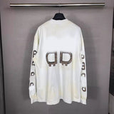 Men T-shirts Paris mud old long-sleeved T-shirt loose casual bottoming shirt