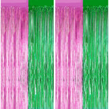 Themed Party Supplies Magic Wicked Witch Themed Foil Fringe Curtain – Shiny Pink & Green Party Backdrop
