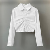 Women Sun Protection Shirt Pleated Short Long Sleeve Shirt