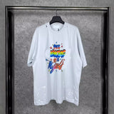 Men T-shirts Paris colorful 90% letter print washed and worn short sleeves