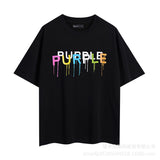 Purple Brand T ShirtsPurple Micro Label Letter Pattern Printed Short Sleeve T-Shirt