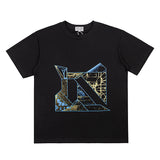 C.e t shirts stereo geometric pattern letter printing round neck pullover short sleeves