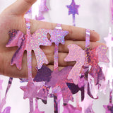 Themed Party Supplies 2m Pink Holographic Bow Foil Fringe Curtain – Birthday Party Backdrop for Kids