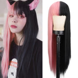 Women's Wigs Two-Tone Straight Bangs Cosplay Wig