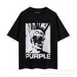 Purple Brand T ShirtsPurple Micro Label Letter Pattern Printed Short Sleeve T-Shirt
