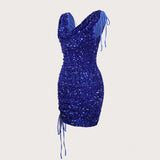 Women Dresses Sexy Temperament Velvet Sequined Dress (Hwfs0410)