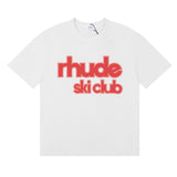 Rhude T Shirt Alphabet Coconut Racing Pattern Short Sleeve T-Shirt