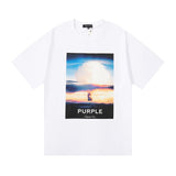 Purple Brand T Shirts Purple Micro Label Letter Pattern Printed Short Sleeve T-Shirt