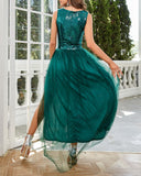 Women Party Dress Sexy Two-Piece Suit Lace Sequined Voile Dress (Ss0416)