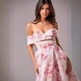 Women Party Dress Fashionable Temperament Flower Print Dress (Ss0416)