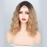 Women's Wigs Middle Part Highlighted Water Wave Lace Front Wig