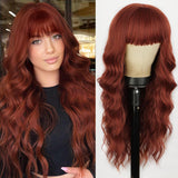 Women's Wigs Straight Bangs Long Wavy Gradient Wig