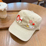 Y2k hot girl hat heavy industry cartoon red puppy baseball cap easiest for match sunshade peaked cap