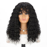 Women'S Wigs  Synthetic Heat-Resistant Afro Curly Wig with Straight Bangs