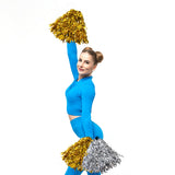 Themed Party Supplies Cheerleading Pom Poms – Shiny Curved Blade with Long Straight Handle