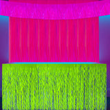 Themed Party Supplies Neon Theme Party Decoration Set – Fluorescent Fringe Curtains, Colorful Banners & Table Skirts
