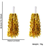 Themed Party Supplies Cheerleading Pom Poms – Shiny Curved Blade with Long Straight Handle
